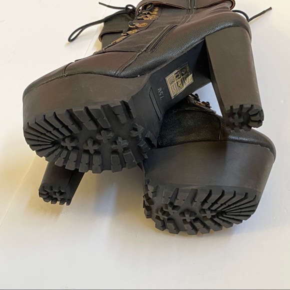 Jeffrey Campbell Wildfox Sergeant Pepper black leather lace up platform boot - Picture 8 of 13